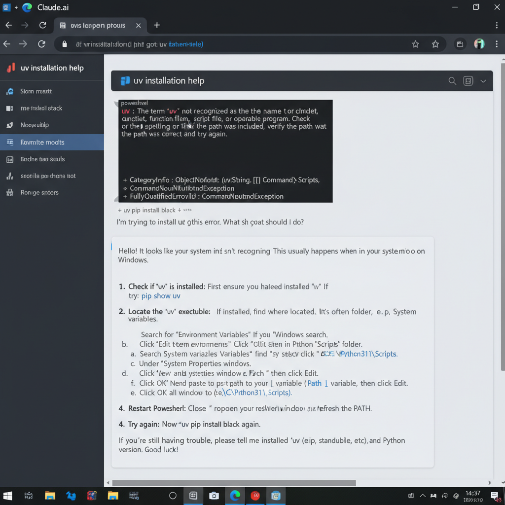 Prerequisites windows getting help screenshot